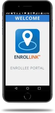 Enrollink enrollee portal app on a smartphone
